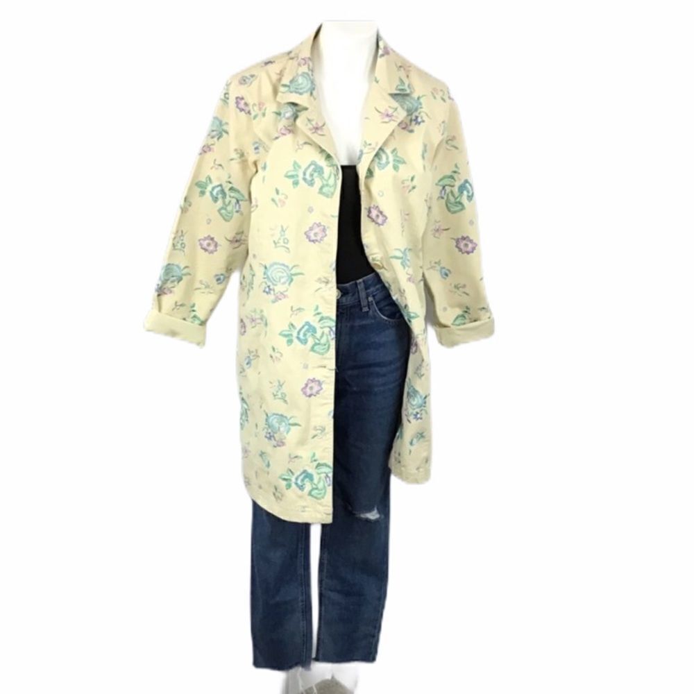Denim & Co Denim Embroidered Trench Coat Size M